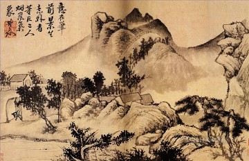 山のふもとの下尾村 1699 伝統的な中国 Oil Paintings
